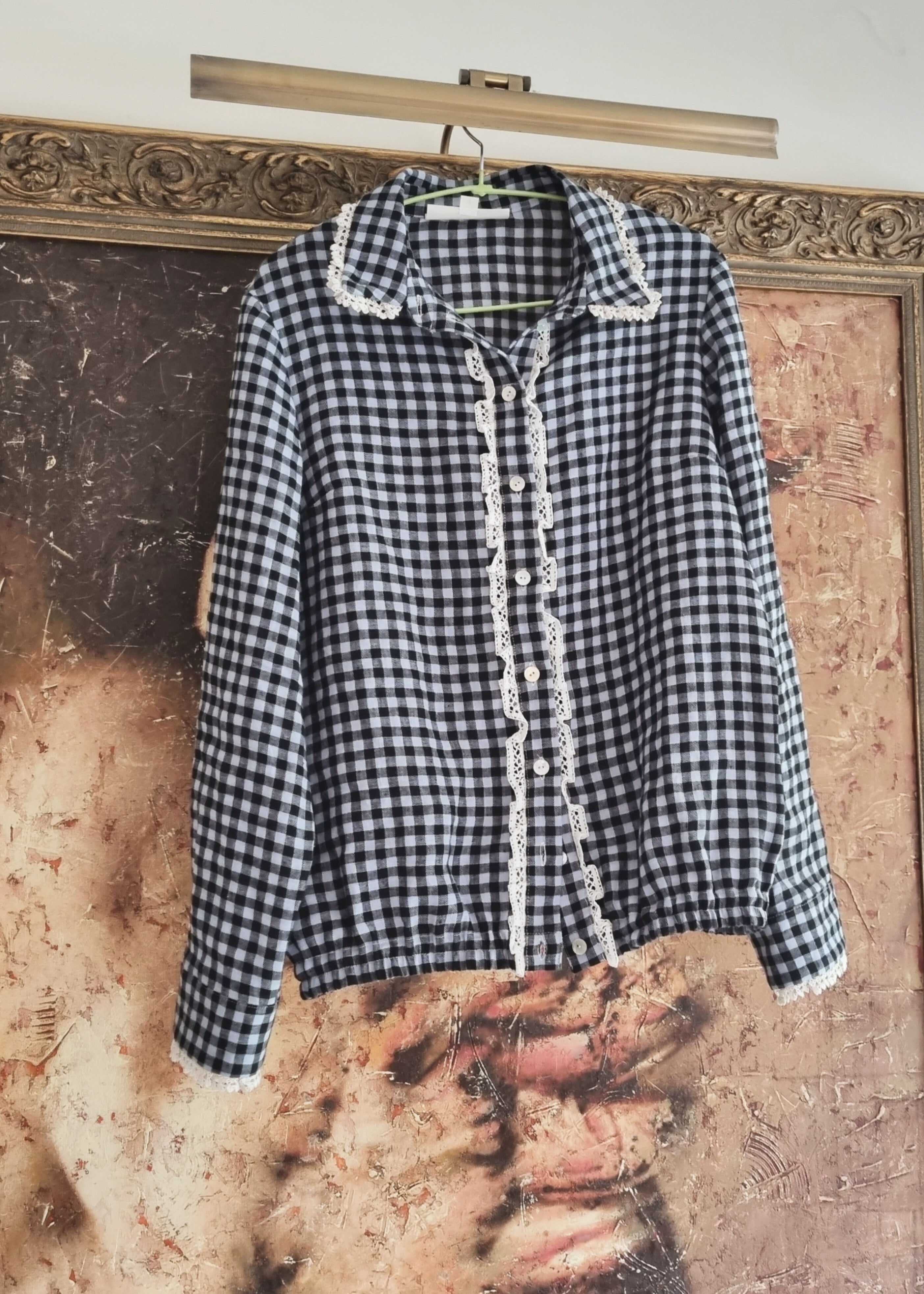 Gingham Lace Blouse