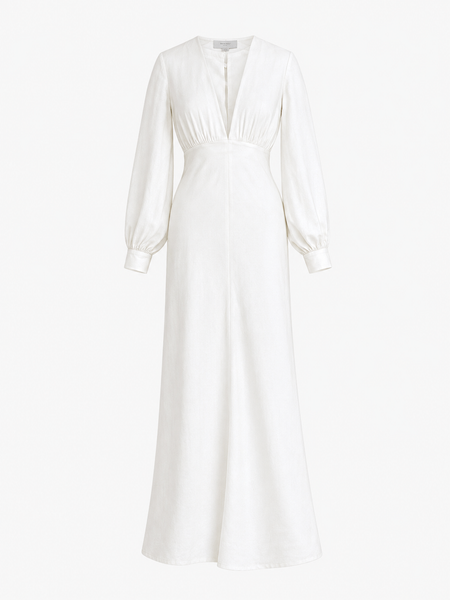 Long feminine soft linen dress - SAJA