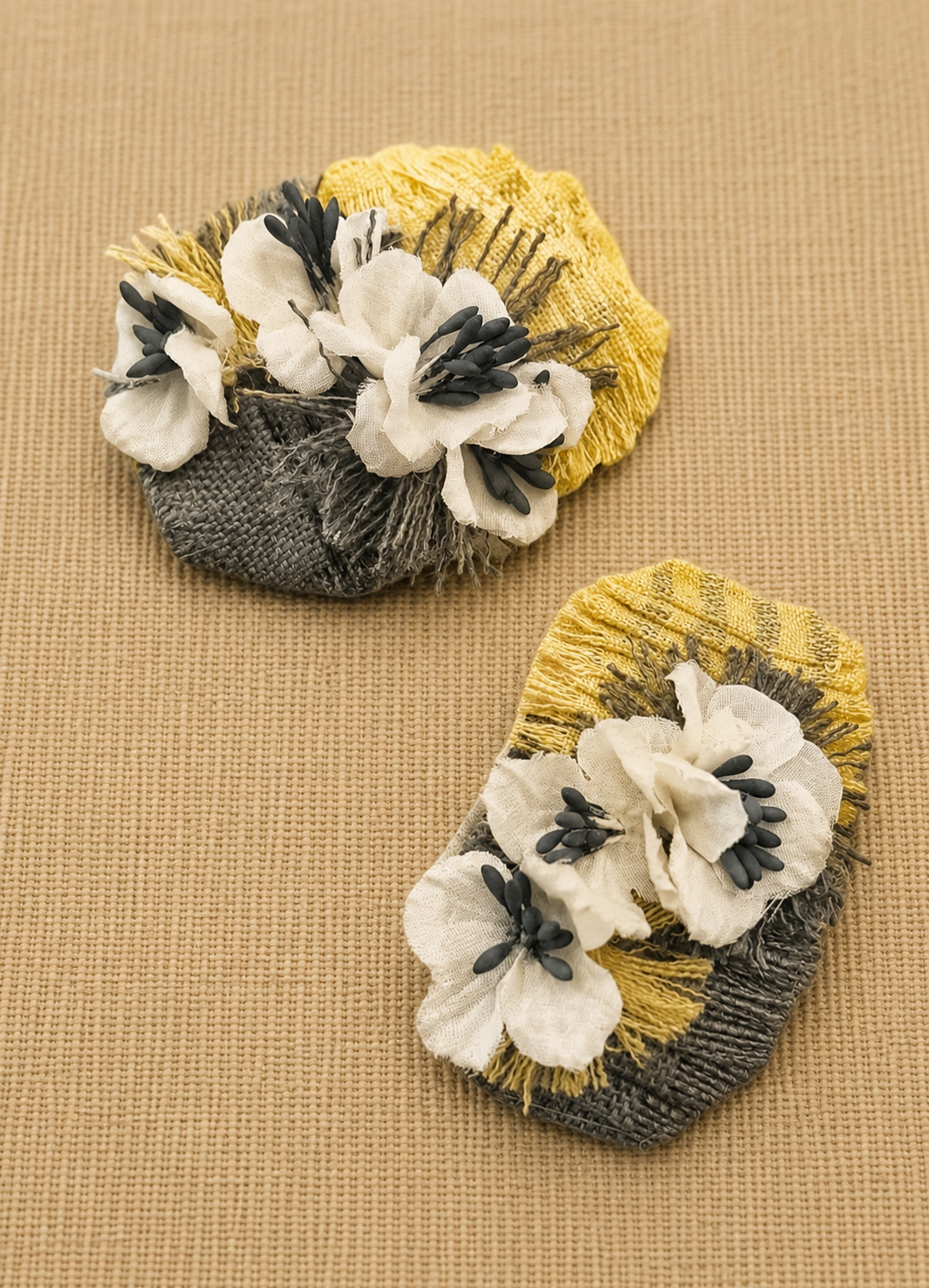Upcycled linen pins - SUNSHINE
