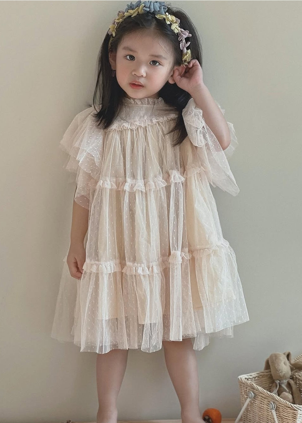 EVENING RAY linen flowers headband