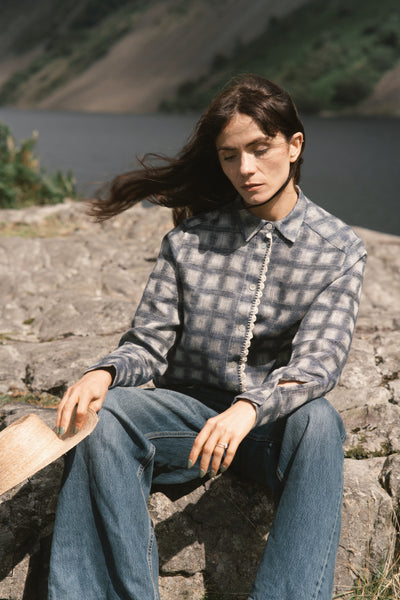 Classic shirt with handcrocheted detail - GALEN - MajulaHandmade
