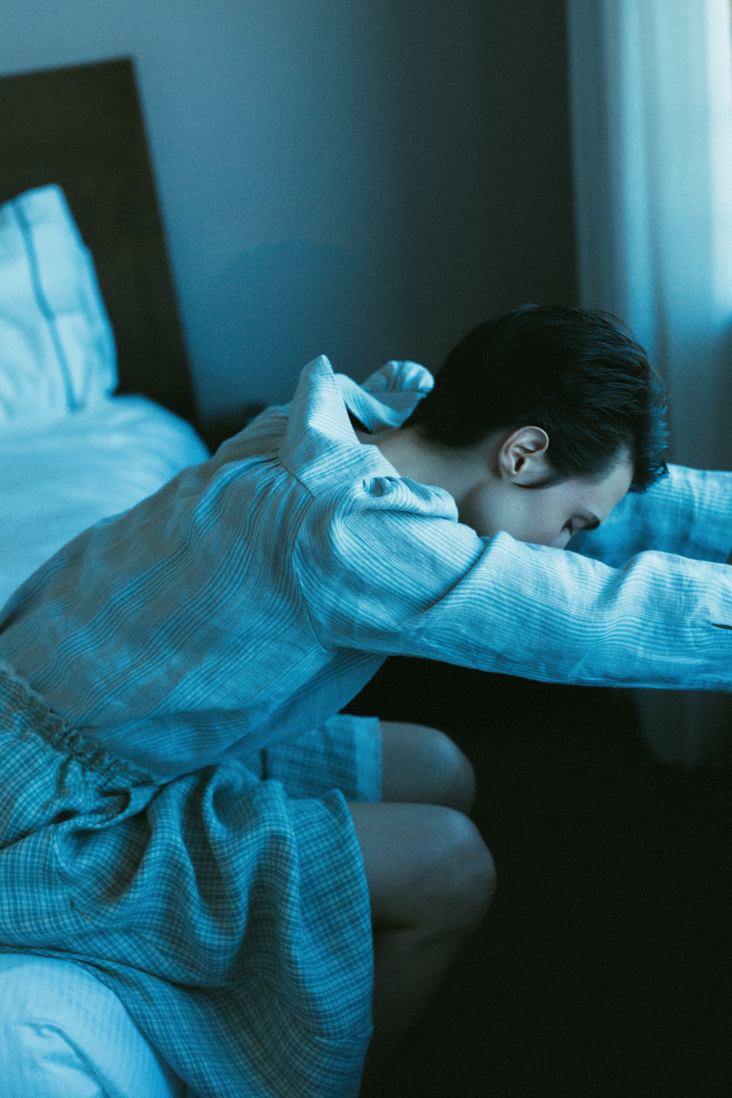 Classic Gingham Linen-Wool Midi Skirt