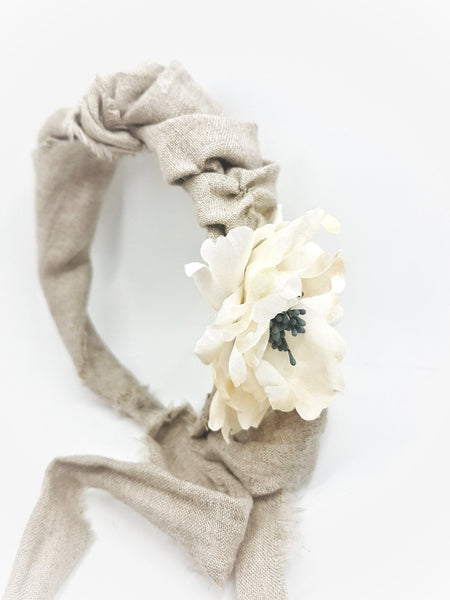 The grand peony linen headband - MajulaHandmade