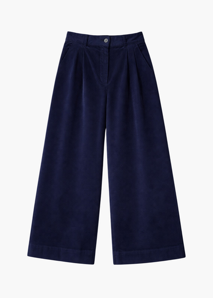 Wide leg blue curduroy pants