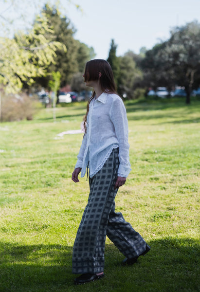 Wide leg plaid pants - GAB - MajulaHandmade
