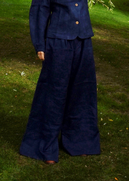 wide fit linen wool pants