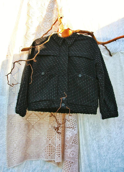 Wool black bomber jacket - AGOTA - MajulaHandmade